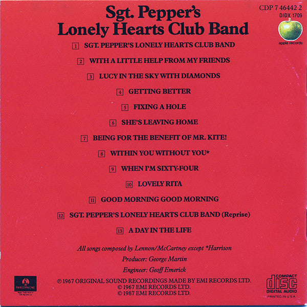 The Beatles : Sgt. Pepper's Lonely Hearts Club Band (CD, Album, RE, RP, Jax)