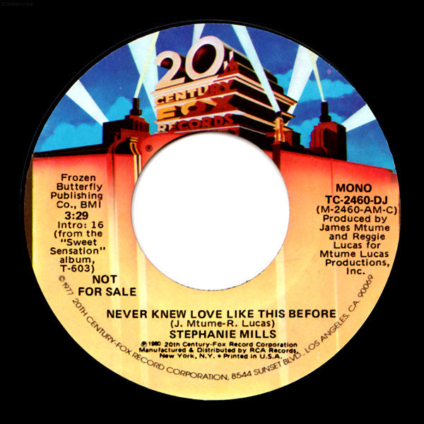 Stephanie Mills : Never Knew Love Like This Before (7", Mono, Promo, Styrene)