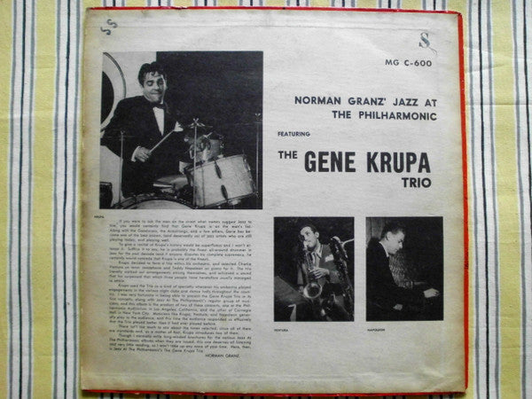 The Gene Krupa Trio* : At Jazz At The Philharmonic (LP, Mono, RE)