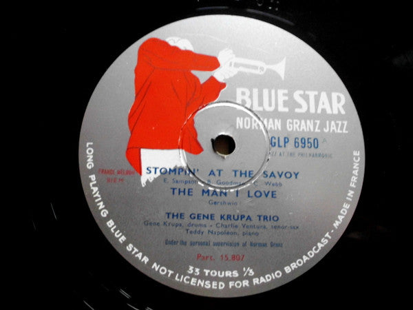 The Gene Krupa Trio* : At Jazz At The Philharmonic (LP, Mono, RE)