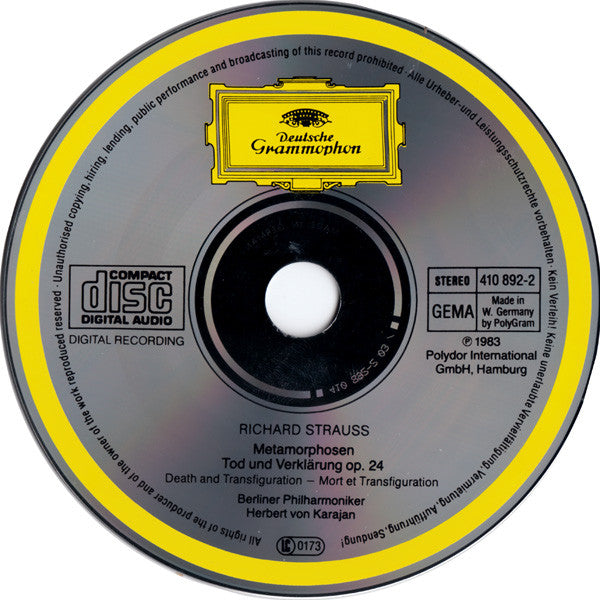 Richard Strauss • Herbert Von Karajan • Berliner Philharmoniker : Metamorphosen • Tod Und Verklärung (CD, RE, RP)