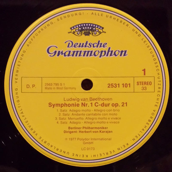 Beethoven* - Berliner Philharmoniker, Herbert von Karajan : Symphonien Nr. 1 - Nr. 2 (LP)