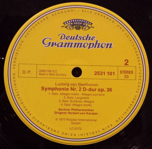 Beethoven* - Berliner Philharmoniker, Herbert von Karajan : Symphonien Nr. 1 - Nr. 2 (LP)