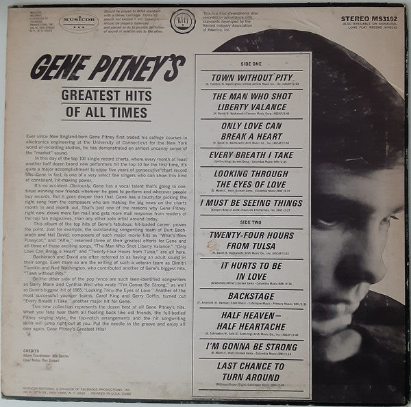 Gene Pitney : Greatest Hits Of All Times (LP, Comp, Mon)