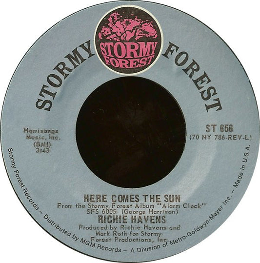 Richie Havens : Here Comes The Sun / Younger Men Get Older (7", Single, Styrene, 2nd)