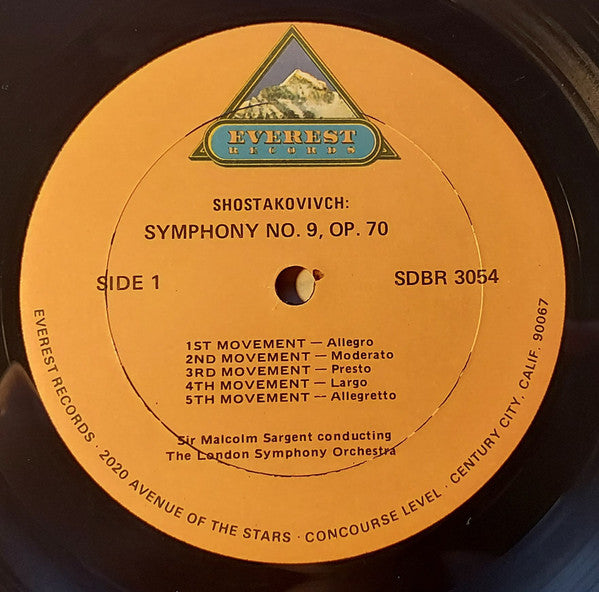 Shostakovich* / Prokofiev* - Sir Malcolm Sargent, London Symphony Orchestra : Symphony #9 / Lieutenant Kije Suite (LP, Album)