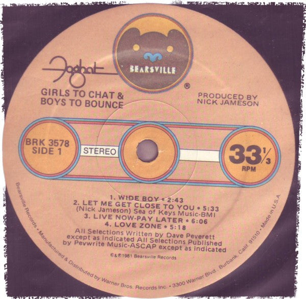 Foghat : Girls To Chat & Boys To Bounce (LP, Album)
