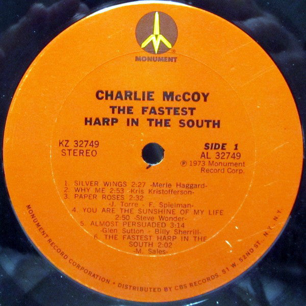 Charlie McCoy : The Fastest Harp In The South (LP, Album, Pit)