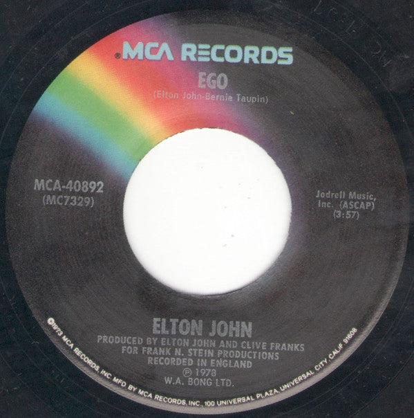 Elton John : Ego / Flinstone Boy (7", Single, Pin)