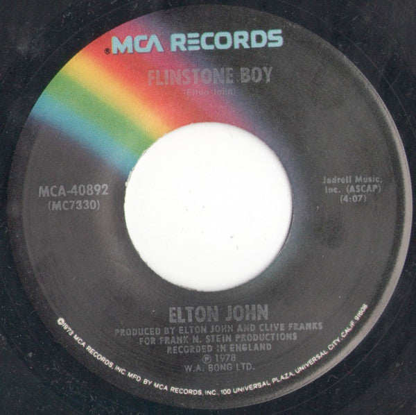 Elton John : Ego / Flinstone Boy (7", Single, Pin)