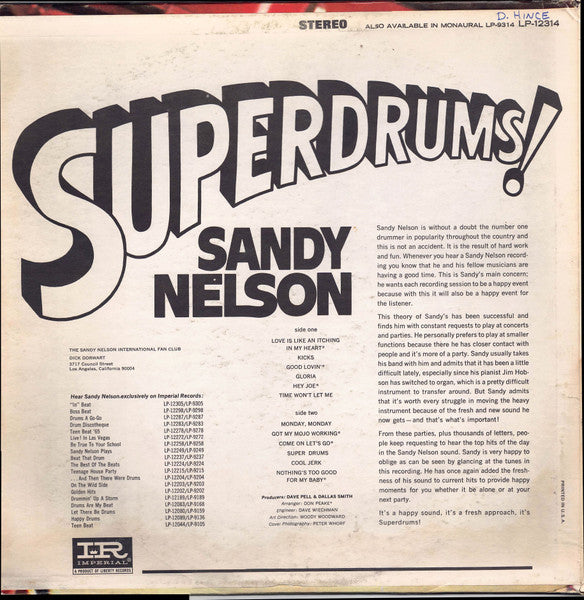 Sandy Nelson : Superdrums! (LP, Album)