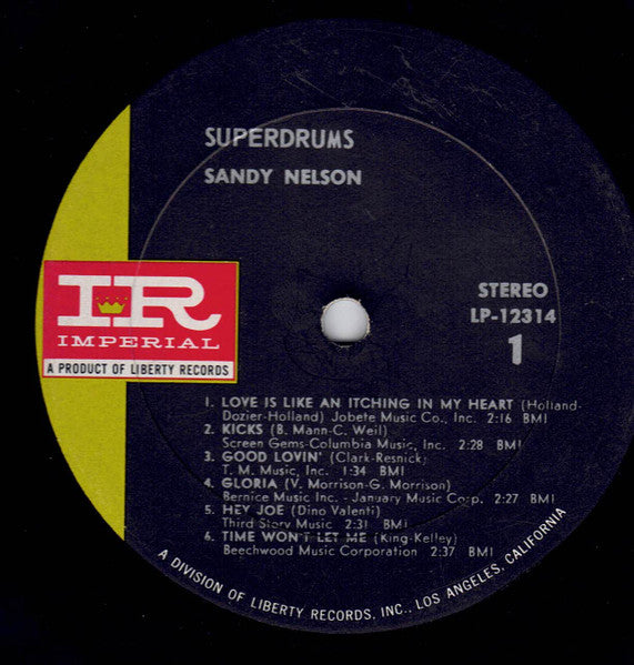 Sandy Nelson : Superdrums! (LP, Album)
