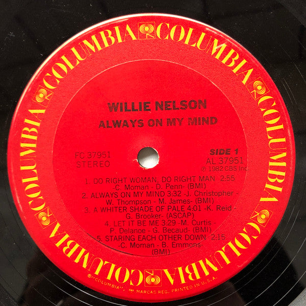 Willie Nelson : Always On My Mind (LP, Album, Car)