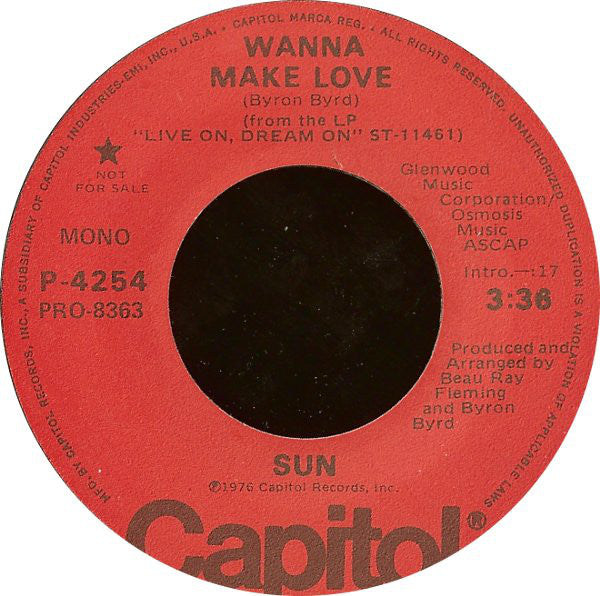 Sun (7) : Wanna Make Love (7", Promo)
