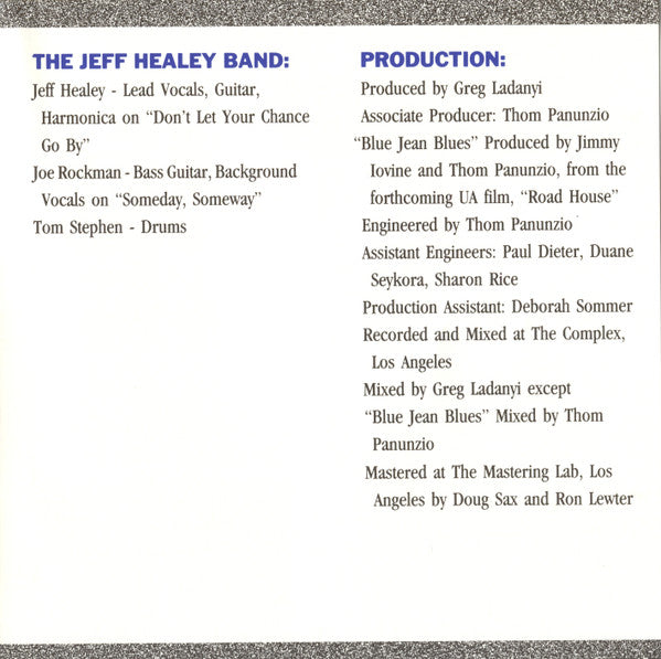 The Jeff Healey Band : See The Light (CD, Album)
