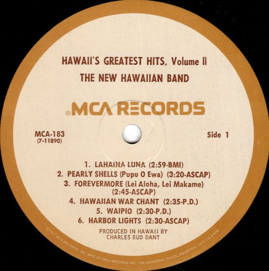 The New Hawaiian Band : Hawaii's Greatest Hits Vol. 2 (LP, Album, RE)
