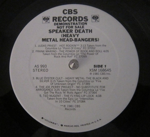 Various : Speaker Death! (Heavy Metal Head-Bangers) (LP, Comp, Promo)