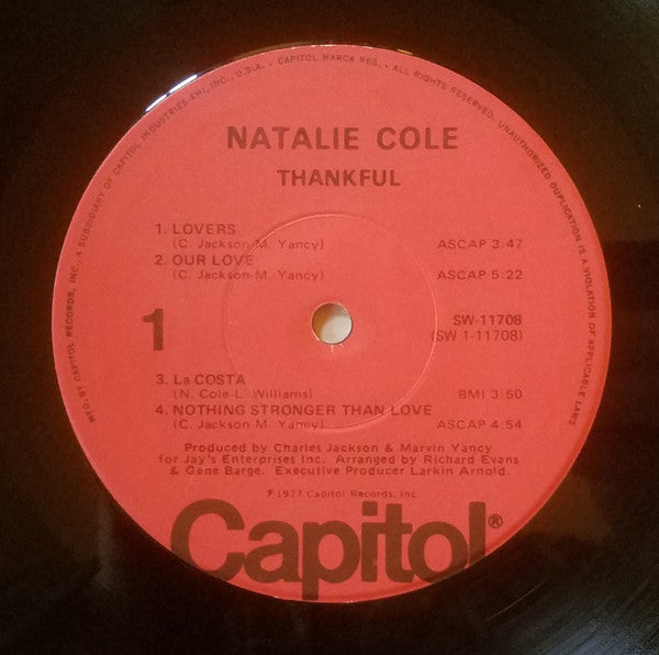 Natalie Cole : Thankful (LP, Album, Jac)