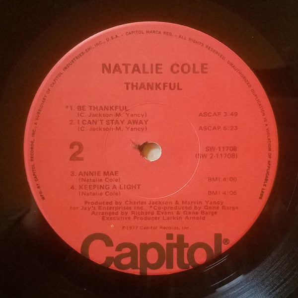 Natalie Cole : Thankful (LP, Album, Jac)
