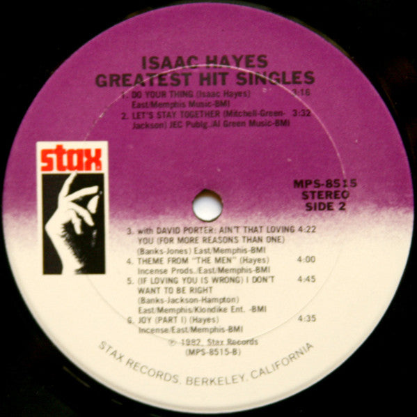 Isaac Hayes : Greatest Hit Singles (LP, Comp)