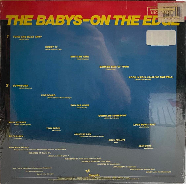 The Babys : On The Edge (LP, Album, RE, Ter)