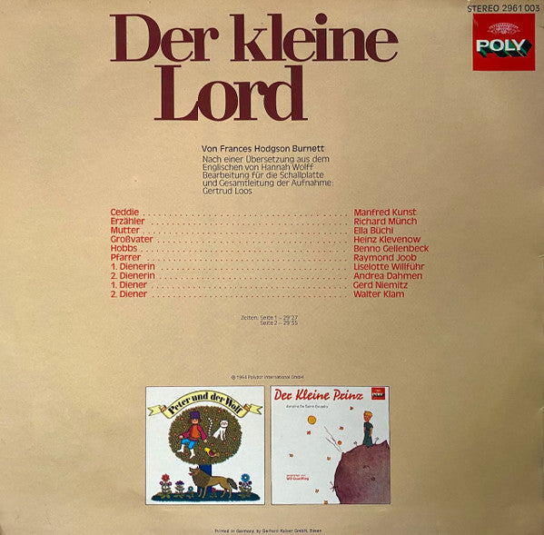 Frances Hodgson Burnett : Der Kleine Lord (LP, Mono)
