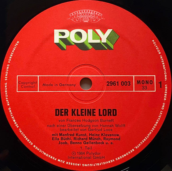 Frances Hodgson Burnett : Der Kleine Lord (LP, Mono)