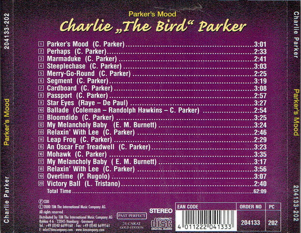 Charlie "The Bird" Parker* : Parker's Mood (CD, Comp)