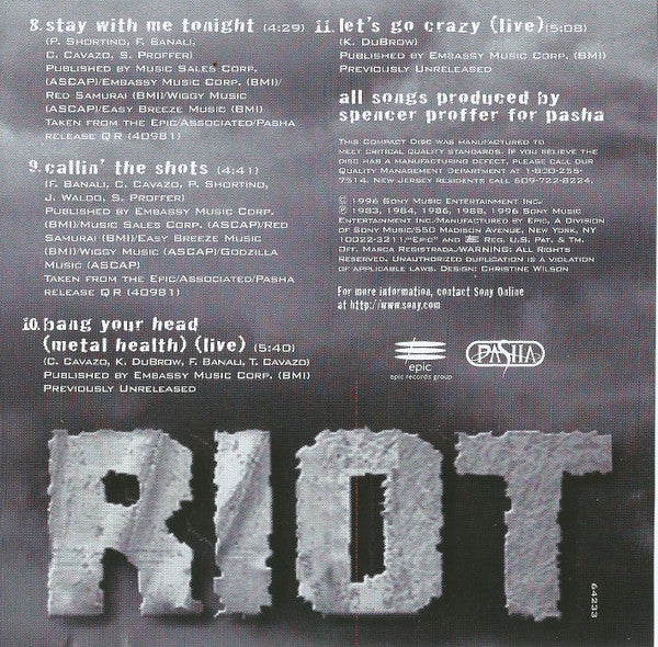 Quiet Riot : Greatest Hits (CD, Comp, RE, RP)