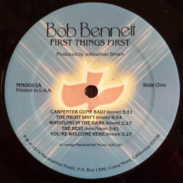 Bob Bennett (3) : First Things First (LP, Album, San)
