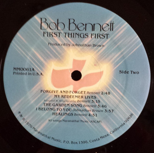 Bob Bennett (3) : First Things First (LP, Album, San)