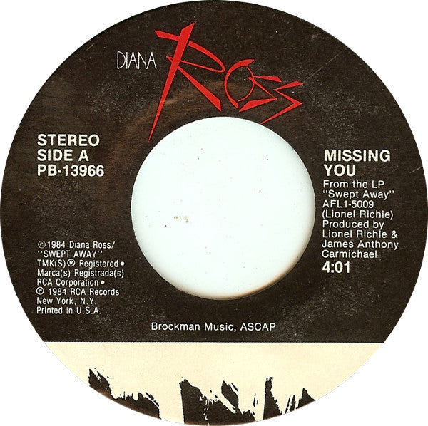 Diana Ross : Missing You (7", Single, Styrene, Cus)
