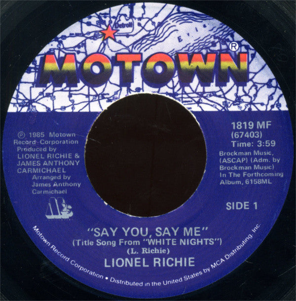 Lionel Richie : Say You, Say Me (7", Single)