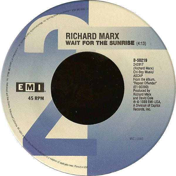 Richard Marx : Right Here Waiting (7", Single, Spe)