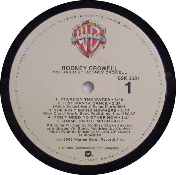 Rodney Crowell : Rodney Crowell (LP, Album, Jac)