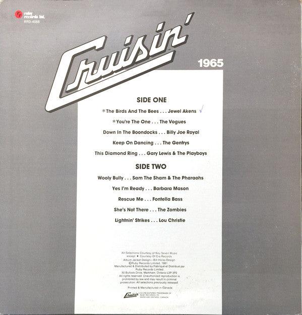Various : Cruisin' 1965 (LP, Comp)