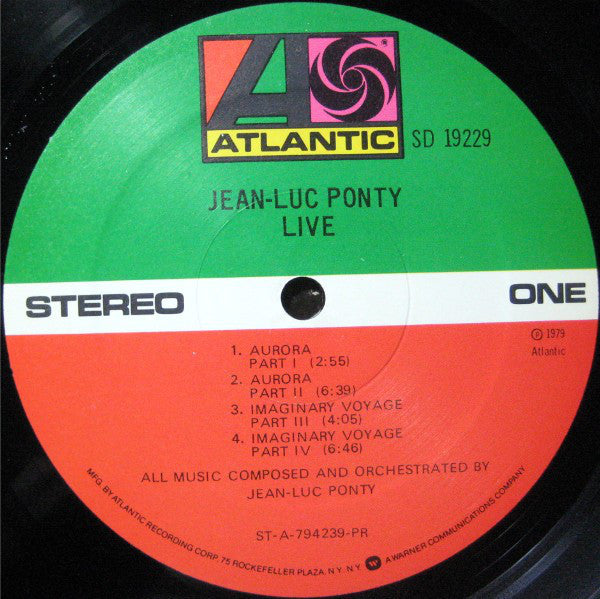 Jean-Luc Ponty : Live (LP, Album, PR )