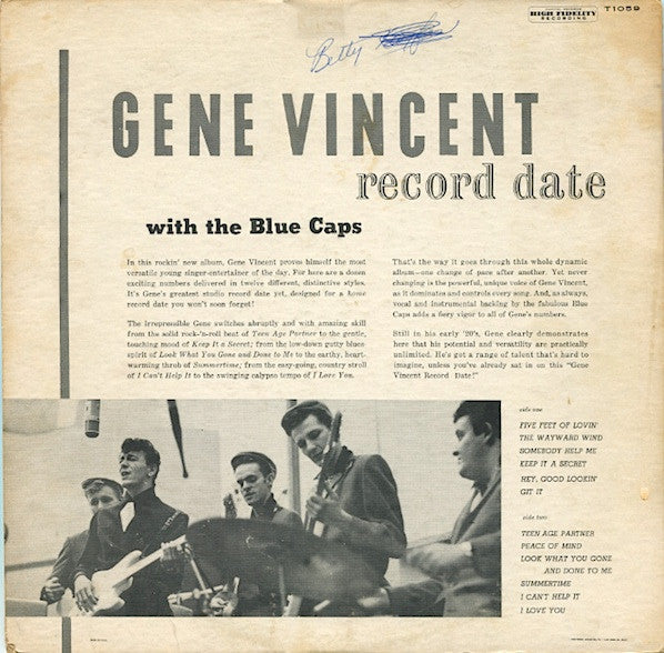 Gene Vincent With The Blue Caps* : A Gene Vincent Record Date (LP, Album)
