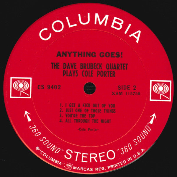 The Dave Brubeck Quartet : Anything Goes! The Dave Brubeck Quartet Plays Cole Porter (LP, Album, Pit)
