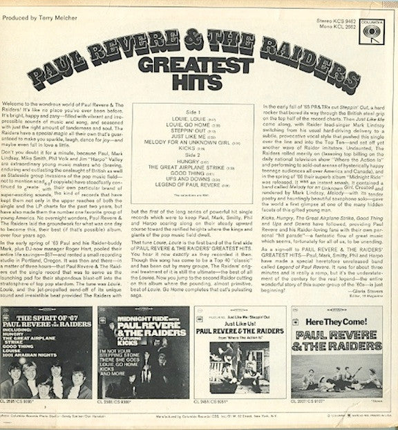 Paul Revere & The Raiders : Paul Revere & The Raiders' Greatest Hits (LP, Comp)
