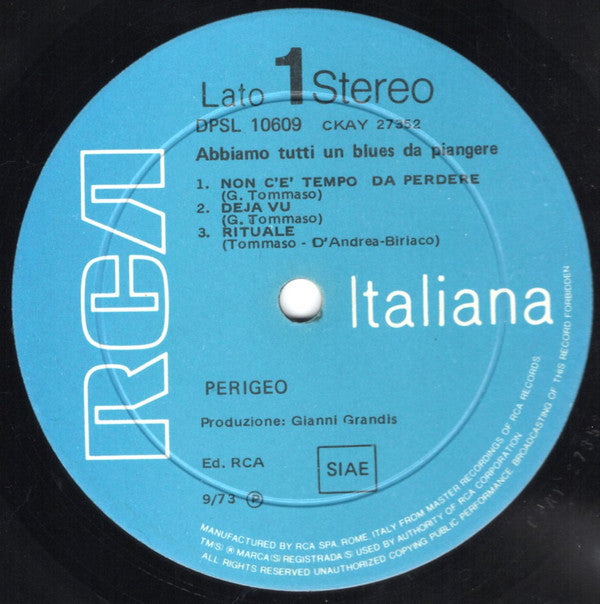 Perigeo : Abbiamo Tutti Un Blues Da Piangere (LP, Album, Gat)