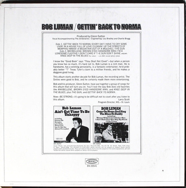 Bob Luman : Gettin' Back To Norma (LP)