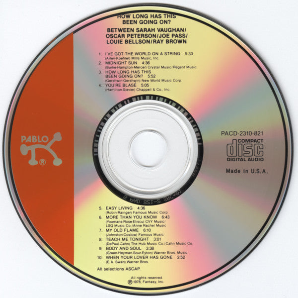 Sarah Vaughan : How Long Has This Been Going On? (CD, Album, Club, RE, CRC)