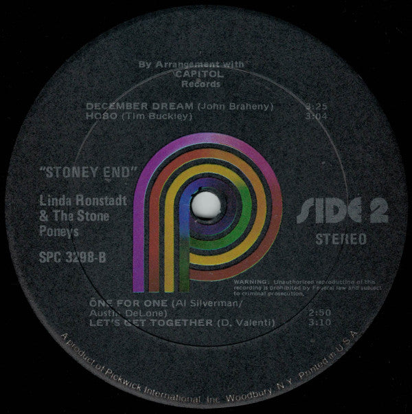 Linda Ronstadt & The Stone Poneys : Stoney End (LP, Comp, RE, Bla)