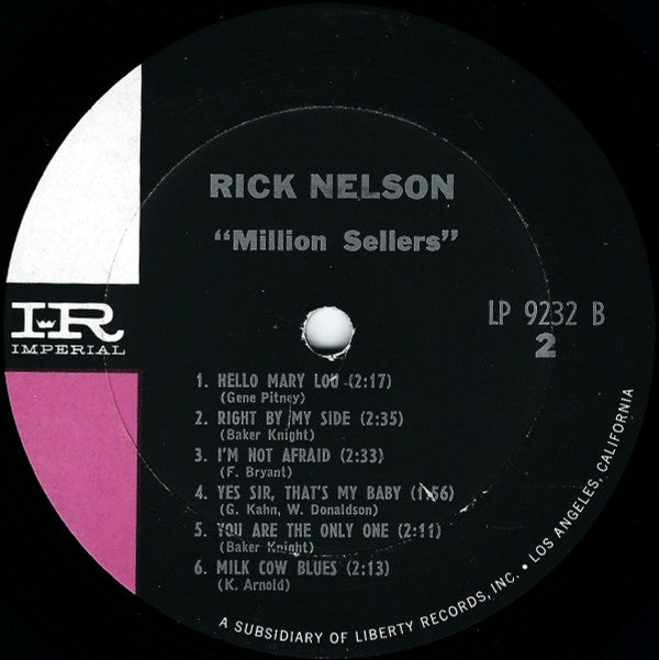 Rick Nelson* : Million Sellers (LP, Comp, Mono, Ter)