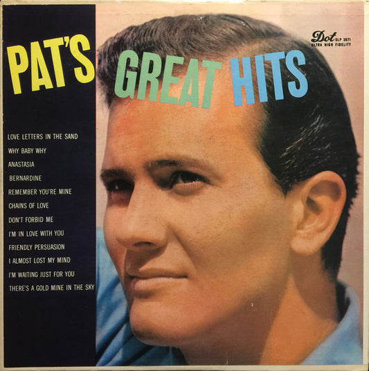 Pat Boone : Pat's Great Hits (LP, Comp, Mono, Ind)