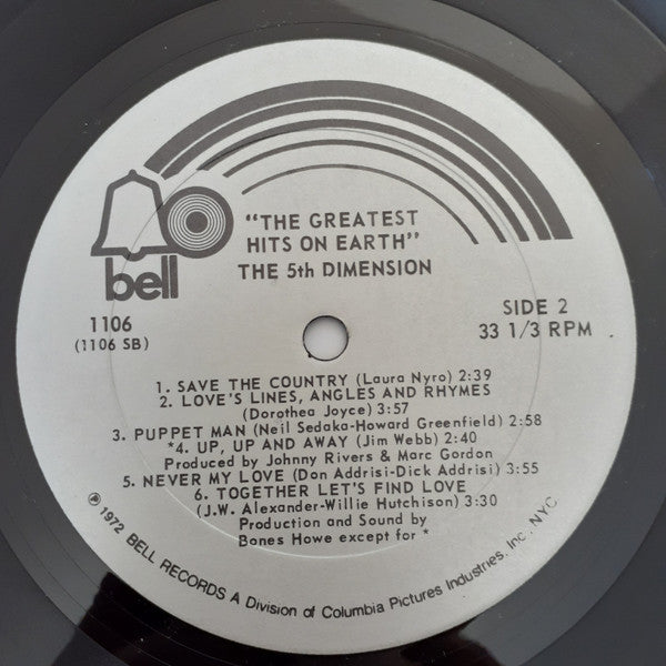 The 5th Dimension* : Greatest Hits On Earth (LP, Comp, Pre)