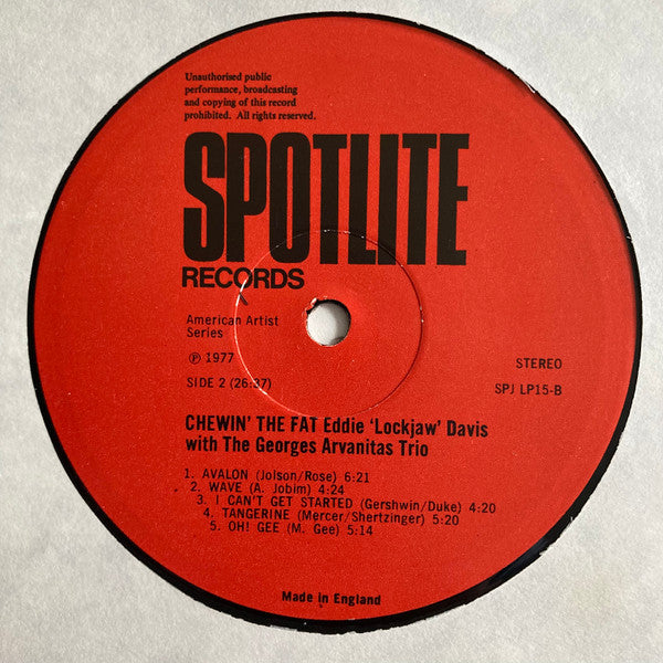Eddie "Lockjaw" Davis With The Georges Arvanitas Trio* : Chewin' The Fat (LP, Album)
