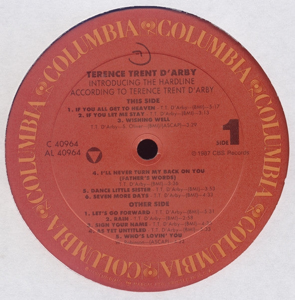 Terence Trent D'Arby : Introducing The Hardline According To Terence Trent D'Arby (LP, Album, RE, Car)