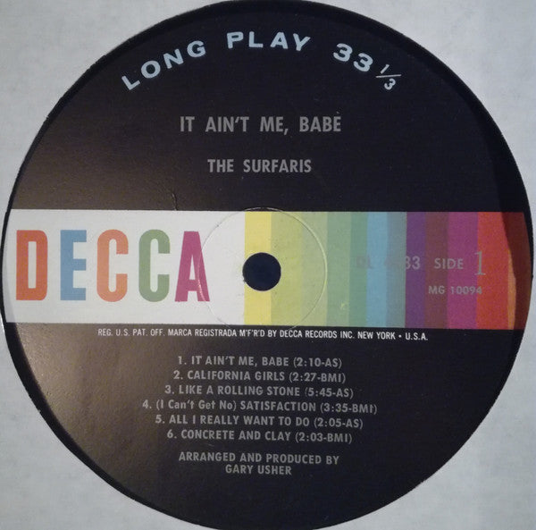 The Surfaris : It Ain't Me, Babe (LP, Album, Mono)